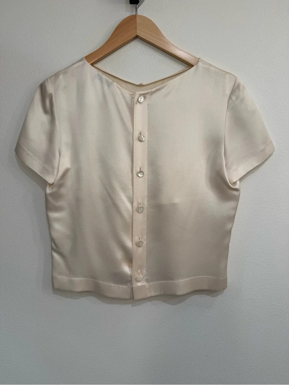 Vintage Chanel Silky Cream Short Sleeve Women's blouse